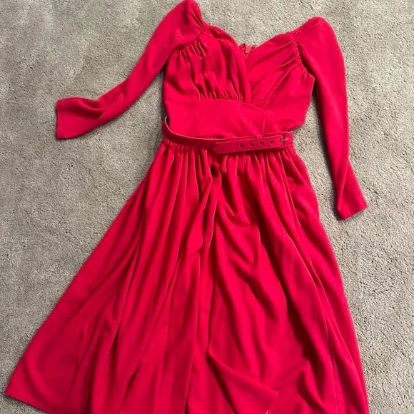 Vixen by Micheline Pitt Starlet Fuchsia Pink Fit-and-Flare Dress RARE - Picture 2 of 3